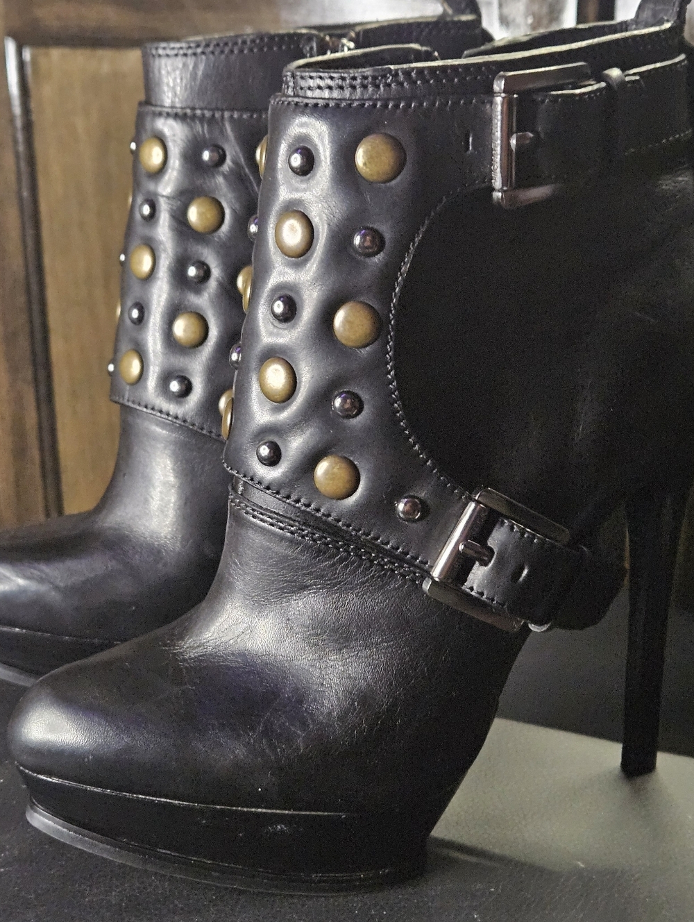 NWOT Michael Kors Black Studded Platform Stiletto Booties - Picture 5 of 16